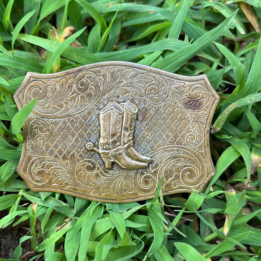 SOLID BRASS BOOTS BELT BUCKLE - Picture 7 of 10